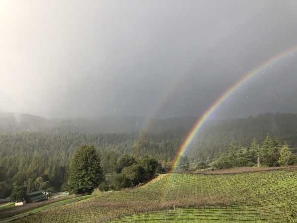 Rainbow over Rattlesnake Rock block